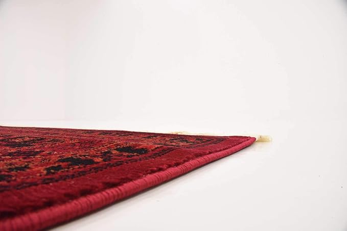 Unique Loom Tekke Collection Area Rug - Sheibani (4' 1" x 6' 1" Rectangle Red/Black)
