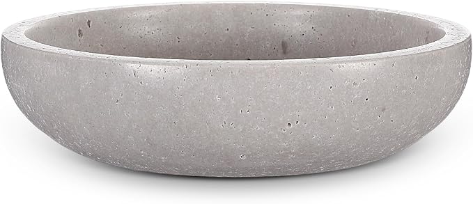 LemonRoad Travertine Decorative Bowl 7.8"x 2" Marble Round Stone Bowl for Entryway Key, Fruit, Kitchen Counter, Dining Table Centerpiece, Office Decor (Grey)