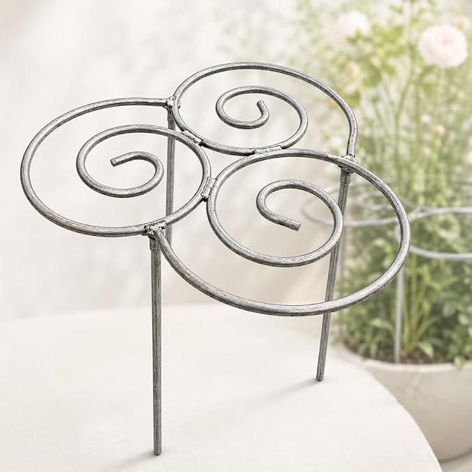 Metal Plant Support Ring for Garden Peony Cage Stand Indoor Pots Flower Hoop, Decorative Outdoor Peonies Grow Through Rings, Large Dahlia Stake, Pothos Climber Pole(1PC,Small)
