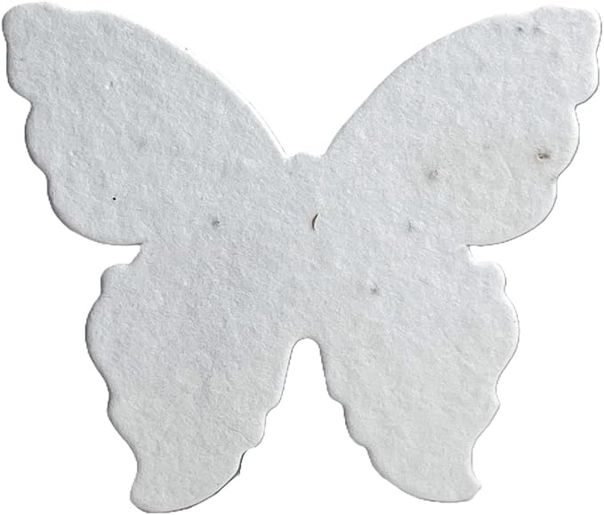 Of The Earth Handmade Paper - Wildflower Seed Paper Butterfly Shape - Large 3" - Set of 24 (10s White Seed)