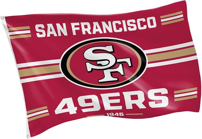 NFL San Francisco 49ers Vintage Flag | 3 x 5 Estate Flag with Grommets | Heavy Duty Banner for Outdoor Garden Patio Decoration | Indoor Wall Decor for Room | Works with Flag Poles for Outside House (San Francisco 49ers-Vintage)