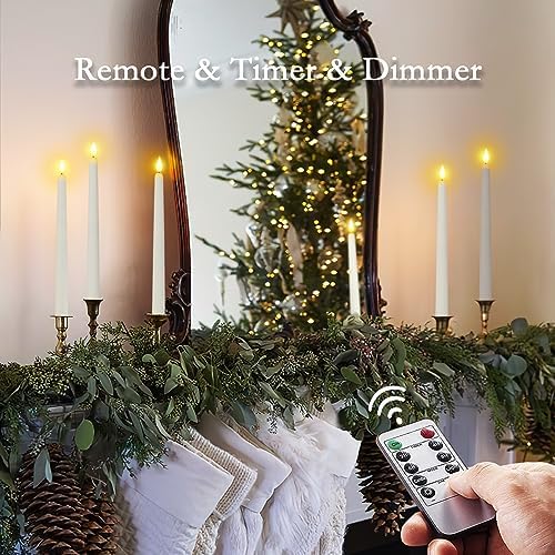 Homemory 11 inches White LED Taper Candles, 24 Pcs Flameless Taper Candles with Remote Timer Dimmer, Plastic Battery Operated Candlesticks with Flickering Flame for Halloween Christmas Wedding Party - Image 3