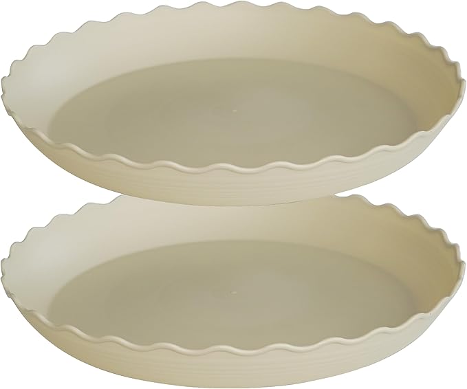 2 Pack Plant Saucer 20 inch, Heavy Duty Plastic Plant Saucers, Durable Plant Tray for Pots, Flower Saucers for Indoors, Plant Pot Saucers, Trays for Planter (Beige)