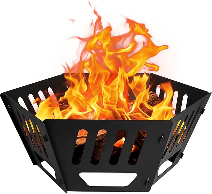 24-inch Portable Fire Pit for Outdoor | High Temperature Resistance Fire Pit For Camping|Backyard|Garden Picnic Patio And Beach|Comes With A Carry Bag
