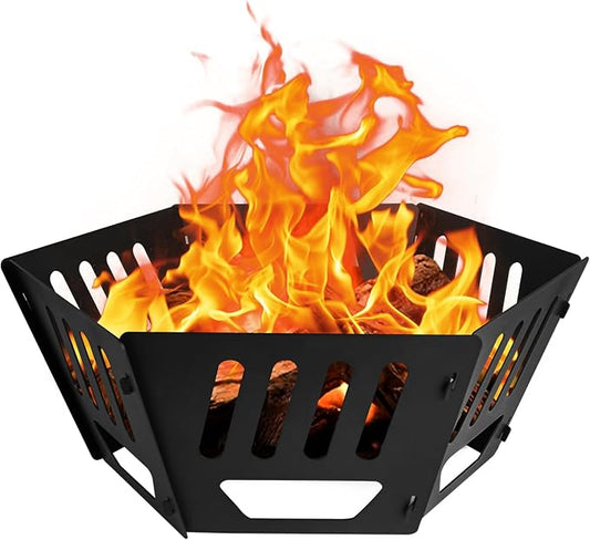 24-inch Portable Fire Pit for Outdoor | High Temperature Resistance Fire Pit For Camping|Backyard|Garden Picnic Patio And Beach|Comes With A Carry Bag