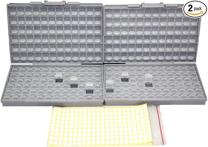 2 AideTek BOXALL144 SMD SMT Resistor Capacitor 1206 0805 0603 Box Organizer Craft Beads Storage 144 Compartments for each box