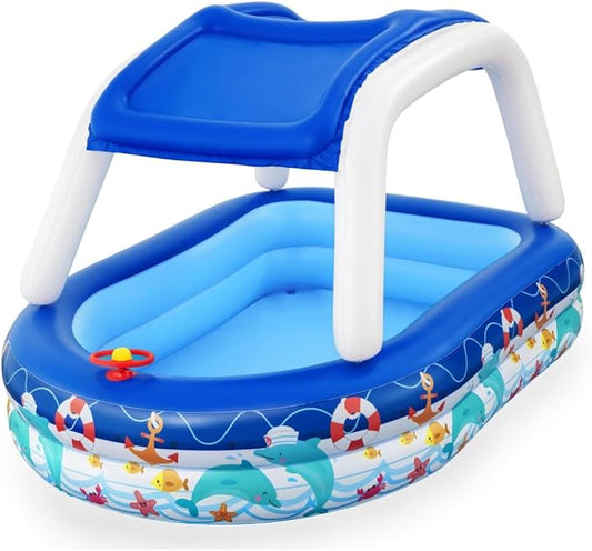 Bestway Family Pool | Sea Captain Kids Pool, Fast Inflation, Ages 3+, 213 cm x W 155cm x H 132cm