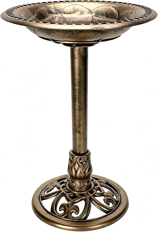 Outdoor Antique Bird Bath Polyresin Lightweight Garden Birdbath for Outside Weather-Resistant Bird Baths (Copper)