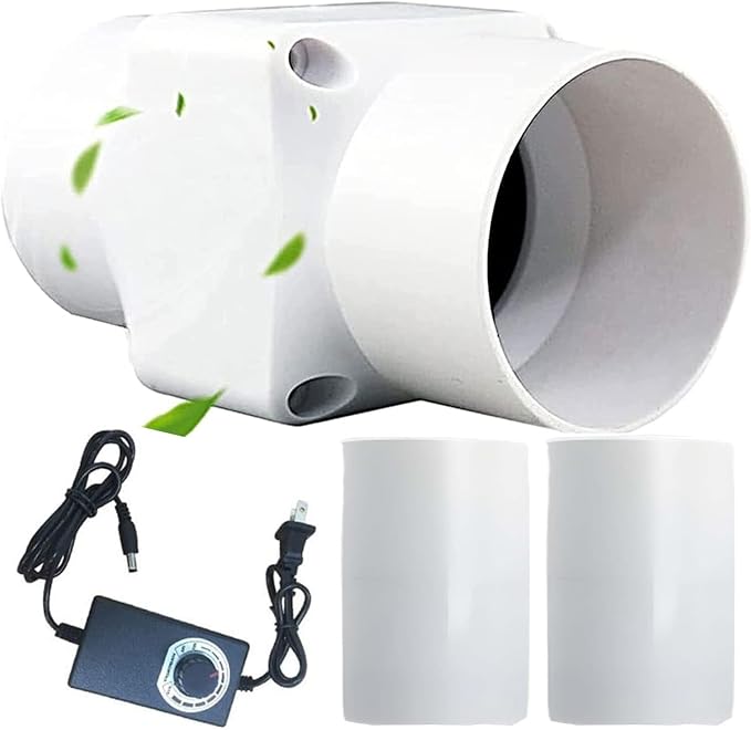 2 Inch Inline Duct Fan Variable Speed Air Circulator Quiet with 50mm to 32mm Interface for Home Office Cabinet Pet Cage Ventilation(50 mm to 50 mm,Speed Governor)