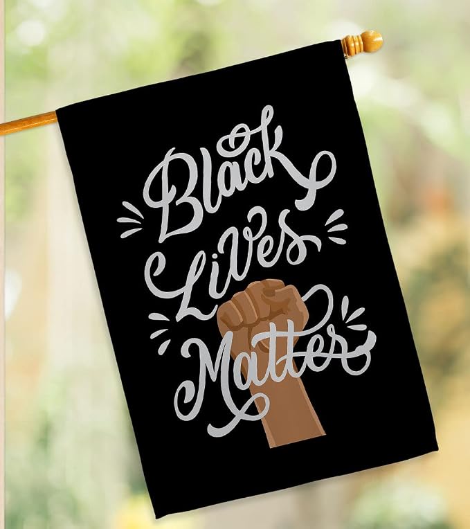 Stop Racism Tapestry Home Decor Banner Wall Art Patio Porch Lawn Garden Flag Stand Pole Room Decorations Indoor Outdoor Black History Month BLM African Americans Heritage Made in USA