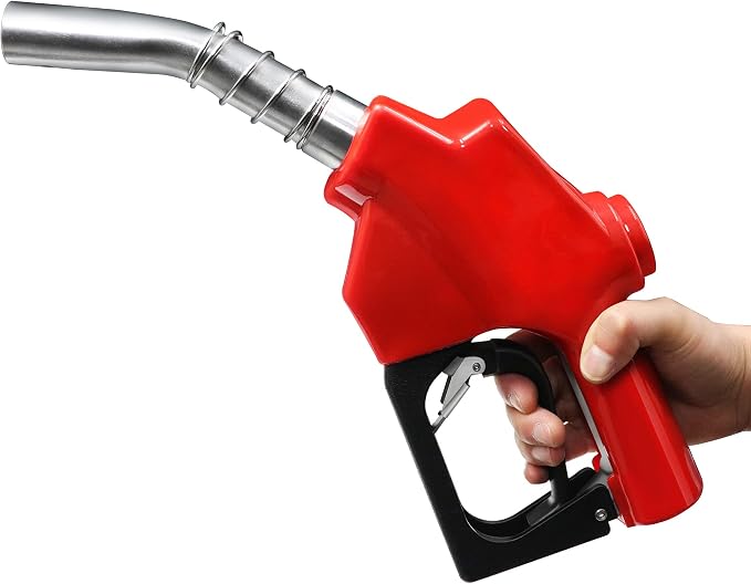 Azdele 1 Inch NPT Red Automatic Fueling Nozzle 1-3/16 Inches(OD=30mm) Spout Auto Shut Off Aluminum Alloy Diesel Petrol Fuel Nozzle, The Max Flow Rate 120L/Min