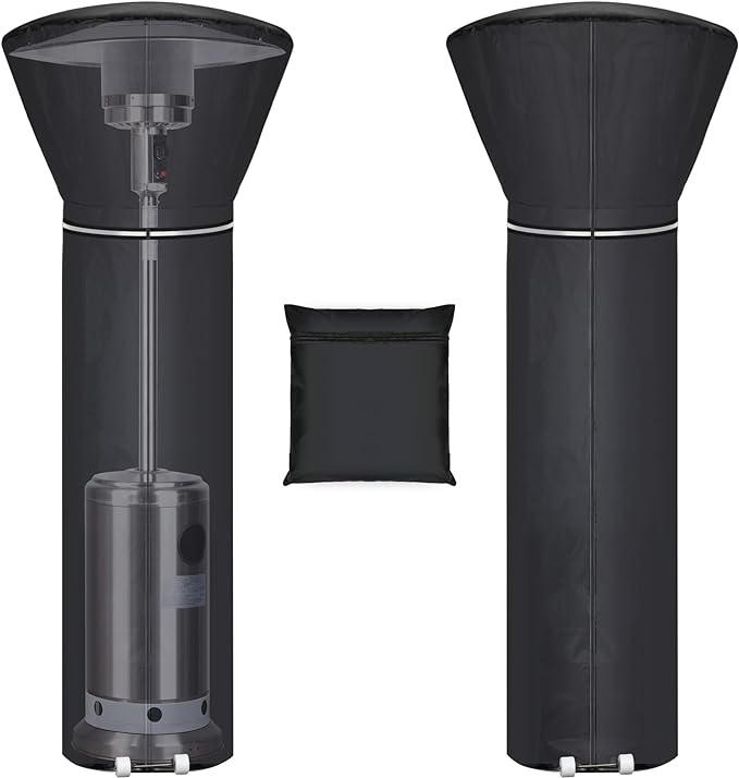Patio Heater Covers with Reflective Strip,Outdoor Heater Cover Waterproof,Dustproof,Wind-Resistant,Sunlight-Resistant,Snow-Resistant,Black,89.5''x 33.5" Dome x 19.5" Base