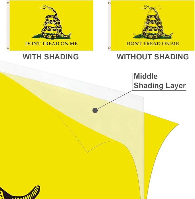 Don't Tread on Me Flag 3x5 Ft For Outside, Double Sided Dont Tread On Me Flags With Brass Grommets, 3 Ply USA American Gadsden Rattlesnake Banner Garden Flag Outdoor With UV Fade Proof