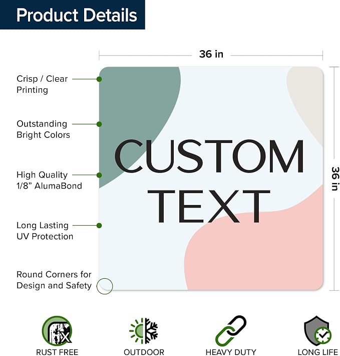 Custom Sign, Custom Street Sign, 11 Font Colors, 13 Font Styles, 4 Hole Options, 22 Sizes, 36x36 Inches, Rust Free DiBound, Fade Resistant, Made in USA by My Sign Center (Minimalist)