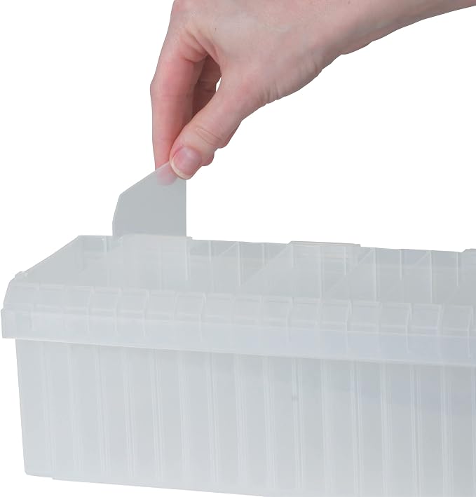 Craft Mates Bead Organizer and Plastic Storage Containers for Crafts, Buttons, Pins and More, 18 Removable Compartments, BPA Free | Clear Plastic Storage for Buttons, Pins, Jewelry, Diamond Art & Craft Supplies, Large Portable Ezy-Stack Ribbon Rack