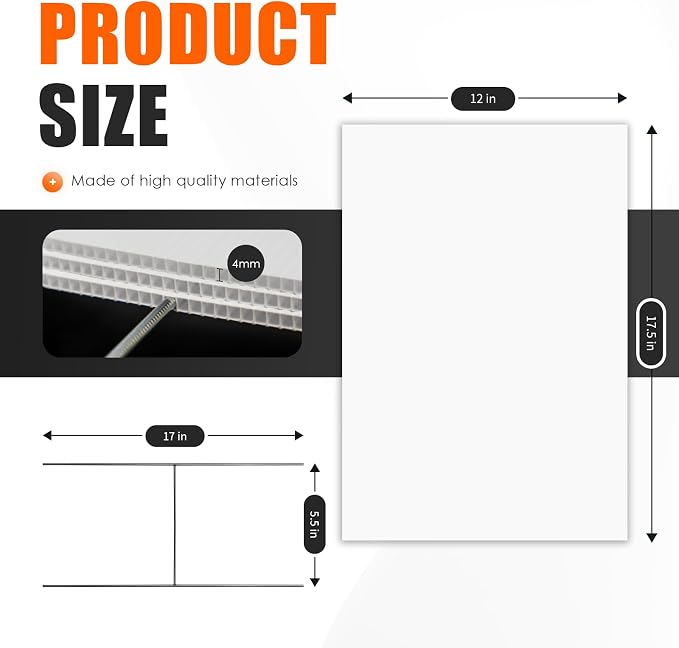 10 Blank Yard Signs with Stakes 17.5 x 12 Inch,4mm Thick Corrugated Plastic Lawn Sign kit for Estate Garage Sale,Party,Birthday,Wedding,Campaign,Parking,Make your own Outdoor Sign