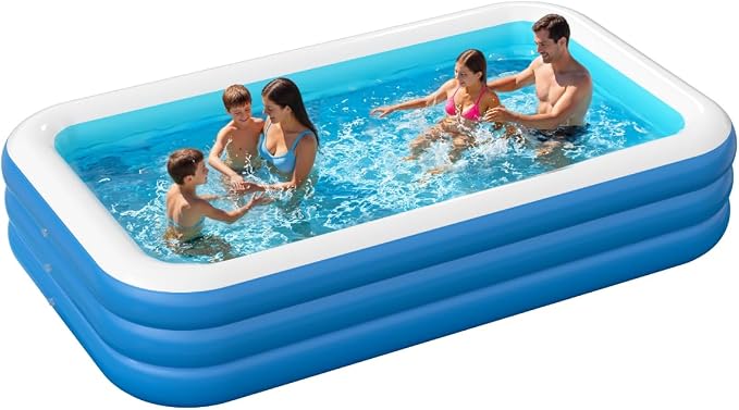 Inflatable Pool for Adults, 103'' x 65'' x 22'' Large Inflatable Pool for Adults, Blow up Pools, Rectangular Family Swimming Poo l, Oversized Thickened Family Inflatable Pools for Outdoor