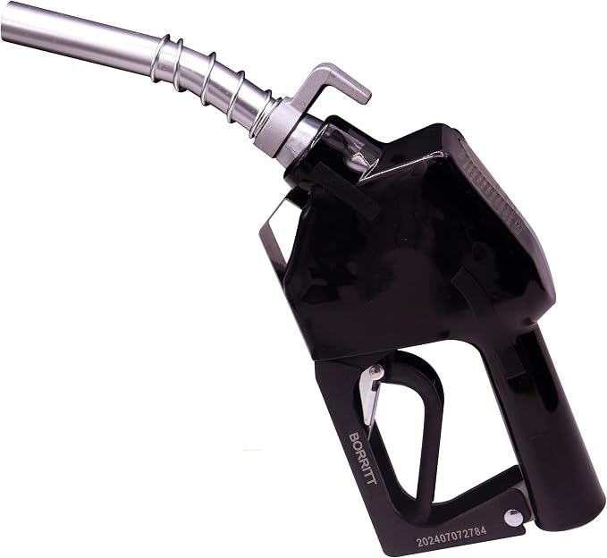 Black 3/4"inch NPT Automatic Shut-Off Fuel Nozzle With Hook+Filter Fuel Refilling Tool Used for diesel,gasoline,kerosen (13/16"Spout Max Flow Rate 16 GPM)