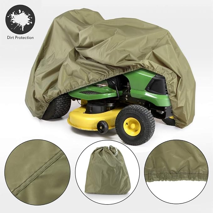 Pyle Riding Lawn Mower Cover, Waterproof Tractor Cover Universal Size, Durable, All Water Protection Covers for Your Rider Garden Tractor, Elastic Hem for Snug Fit, 72" x 44" x 46" Size (Green)