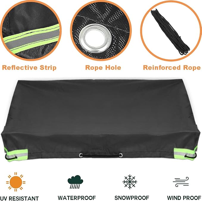 Tipping Trailer Cover for Lawn Tractor, Waterproof Utility Wagon Tow steel Dump Cart Dustproof Folding Cargo RV Trailer Camper Covers 72x48x5in Black