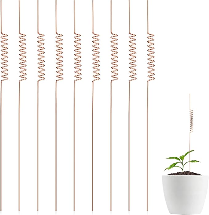 9 Pack Electroculture Plant Stakes Copper Plant Stake 10" Tensor Rings Copper Rods for Garden Electroculture Gardening Coil Wire Antenna for Growing Vegetable Garden Plants Support(Classic)
