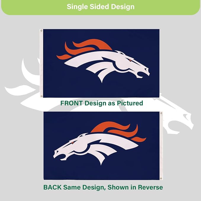Team Sports America NFL Denver Broncos 3 x 5 Outdoor Durable House Flag with Grommets | Sport Team Flag & Banner | Indoor Wall Decor Flag for Room | Works with Flag Poles for Outside House