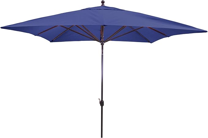 Galtech 10FT Black Sunbrella Umbrella, Stand Alone Patio Umbrella with Auto Tilt, Square Navy Canopy, Heavy Duty Aluminum Frame, UV Protection for Outdoor Spaces
