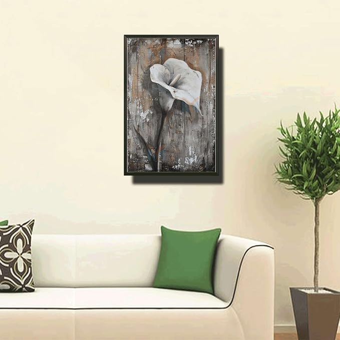 Metal Sign Tin Sign Vintage Wall Art Antique Elegance Calla Lily Tin Sign for Shabby Chic Interiors Rustic Charm and Corrosion Resista Tin Signs for Women for Pub 6×8 Inches with Metal Frame