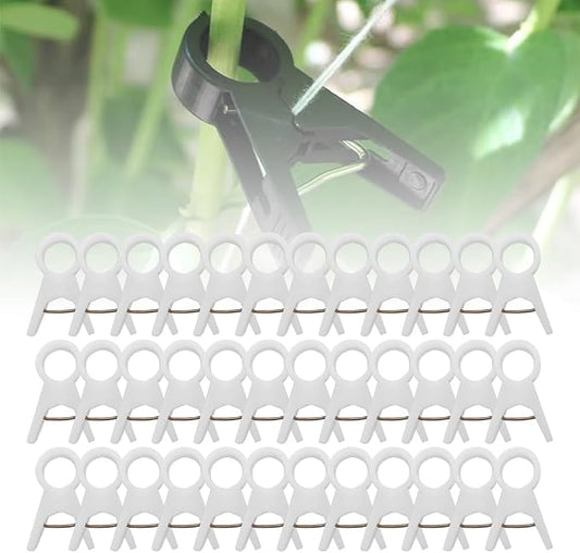 Plant Support Clips Reusable Garden Clips, Secured Plastic Plant Clips for Climbing Plants Outdoor, Plant Fixing Clips Tomato Clips for String Trellis, Vine Clips Trellis Clips (50, White_30MM)