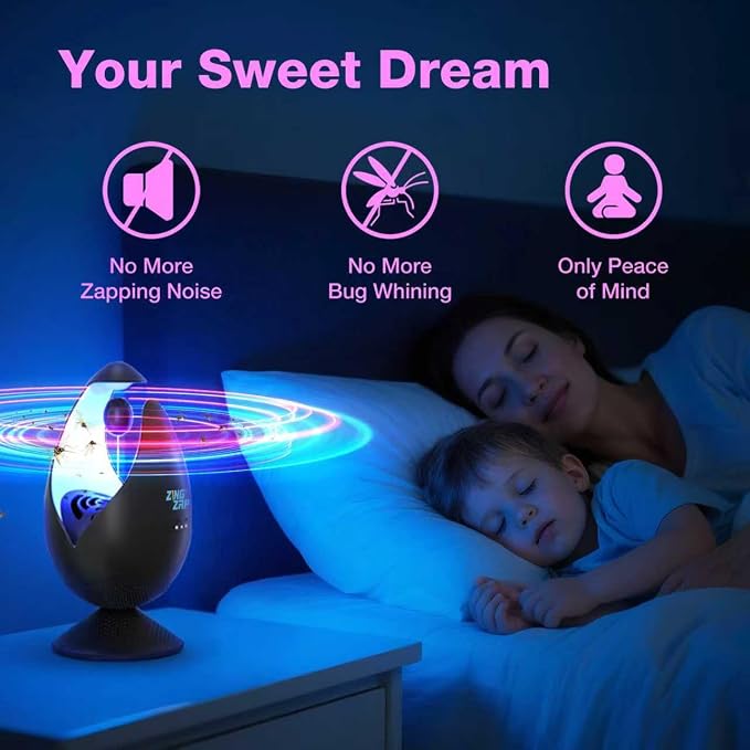 ZingZap Indoor Mosquito Trap Magic Magnet Double-Bait, 2X More Effectively Lures and Captures Mosquitoes & Gnats, Flying Insect Trap, Dusk/Dawn Smart Auto-Switch, Non-Toxic and Safe