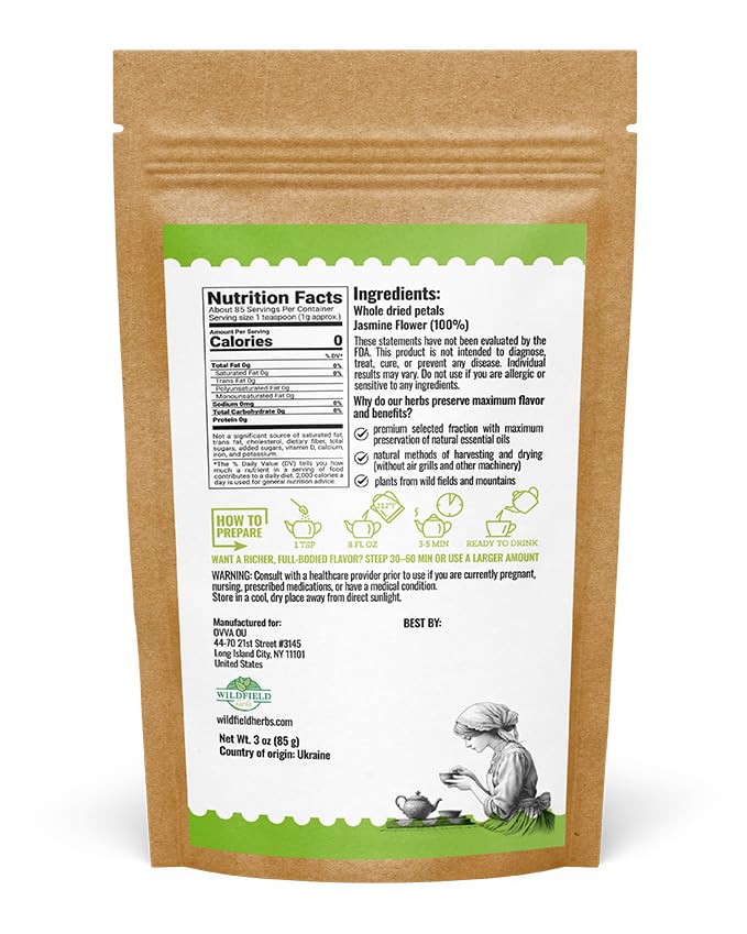 3 oz. Jasmine Flower Herbal Tea (Jasminum Officinale) - 85g Dried Jasmine Petals Herb Té De Jazmín