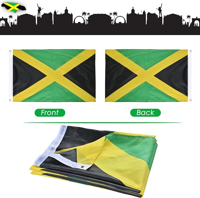 AhfuLife Jamaica Flag Jamaican Flag 3x5 Ft, Large Jamaica National Flags for Outside - Double Side with Brass Eyelets for Jamaican Party Decorations, Bar Garden Street Decoration Indoor Outdoor