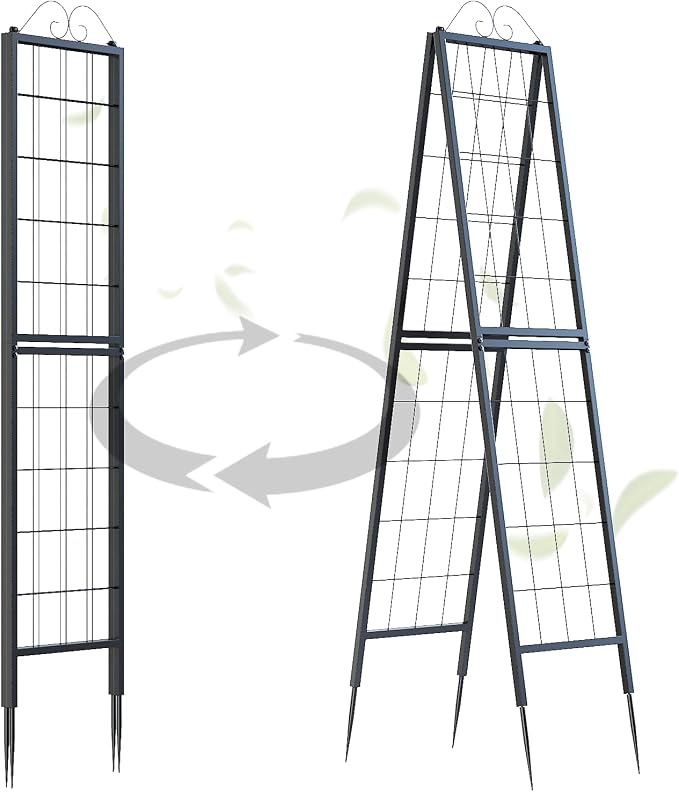Zhongma Metal Garden Trellises Heavy Duty Plant Support Trellis(16"x 77"H A-Frame)