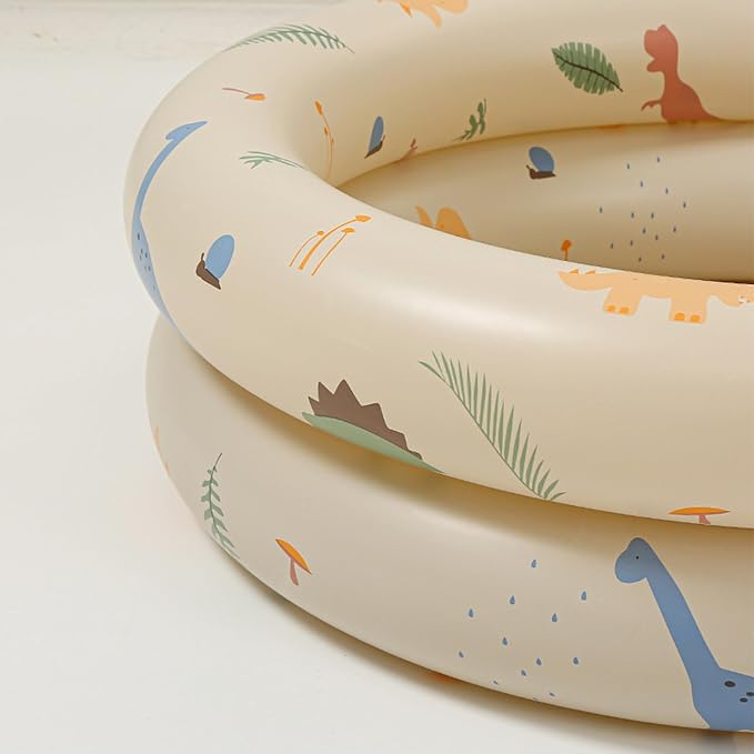 Inflatable Pool Baby Retro Blow Up Swimming Pool Family Cute Thickened Water Pool (Beige Dinosaur)
