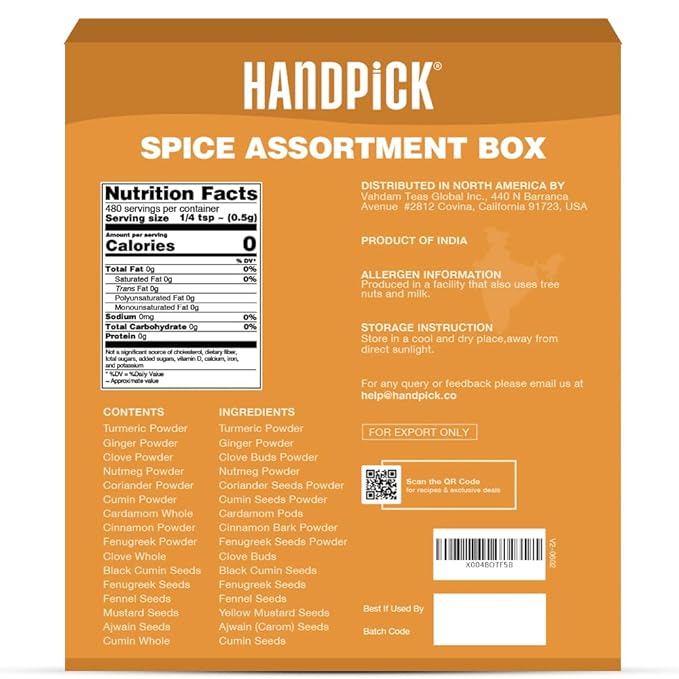 HANDPICK Assorted Spice Set – 16 Exotic Spices | Gluten-Free, Non-GMO | Essential Cooking Gift Set from India