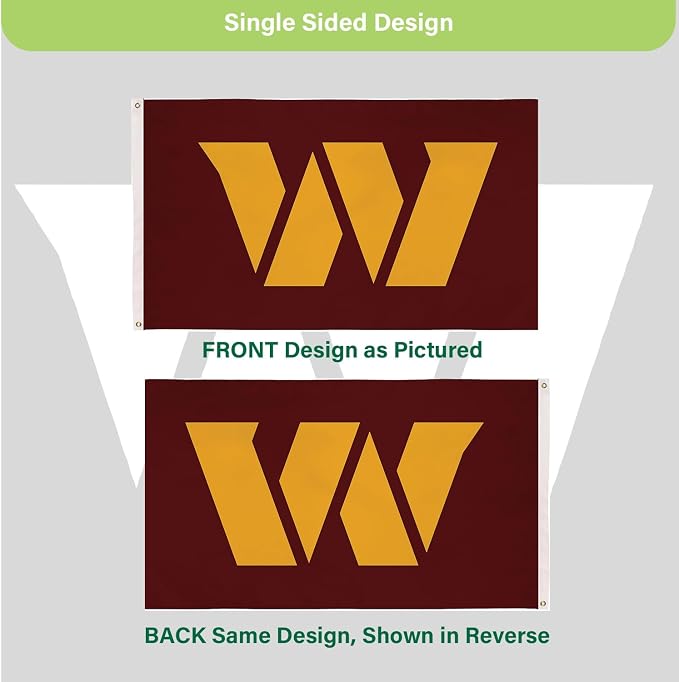 NFL Washington Commanders 3 x 5 Outdoor Durable House Flag with Grommets | Sport Team Flag & Banner | Indoor Wall Decor Flag for Room | Works with Flag Poles for Outside House