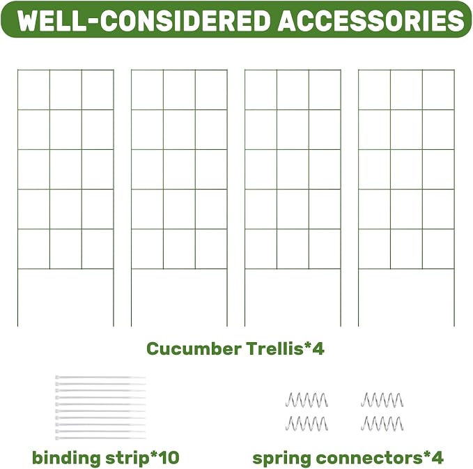 DOEWORKS Cucumber Trellis, 48" High Foldable A Frame Garden Trellis, 2 Pack, Plant Support for Climbing Cucumber, Beans, Tomatoes, Flowers, Green