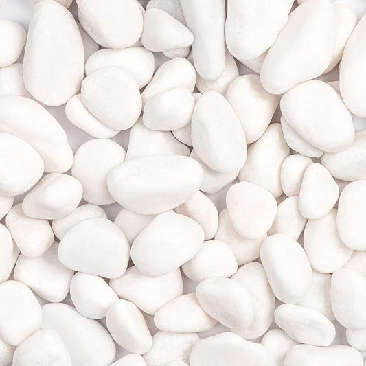 20lbs White Natural River Rocks, Polished Pebbles for Plants Garden, 1-2 inch Decorative White Stones, Ideal for Fish Tank, Vases, Crafting, Home Decor and Garden Landscaping Rocks,White