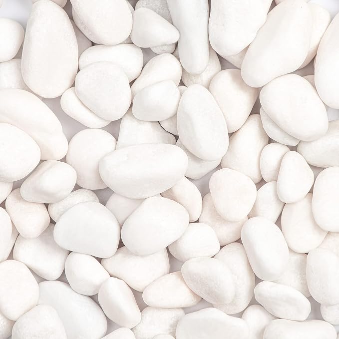 11lbs White Natural River Rocks, Polished Pebbles for Plants Garden, 1-2 inch Decorative White Stones, Ideal for Fish Tank, Vases, Crafting, Home Decor and Garden Landscaping Rocks,White