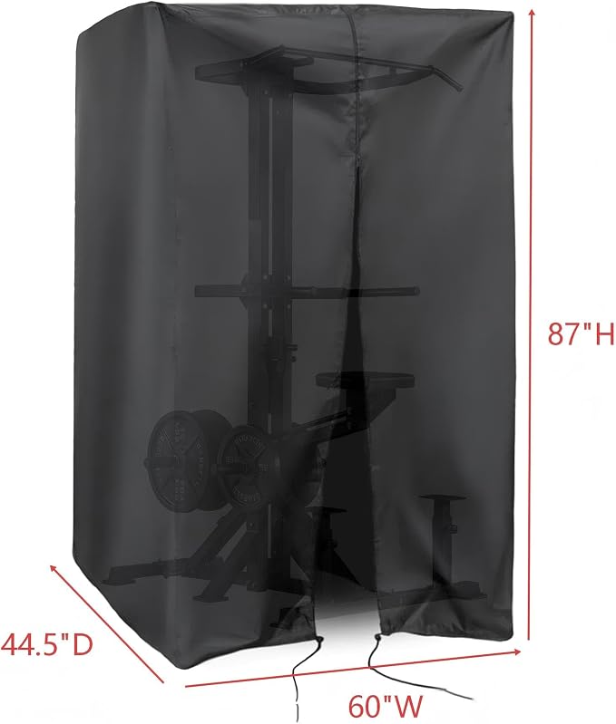 Squat Rack Cover, Waterproof Outdoor Gym Equipment Covers with Zipper for Squat Rack/Weight Lifting Rack/Home Gym Workout Equipment