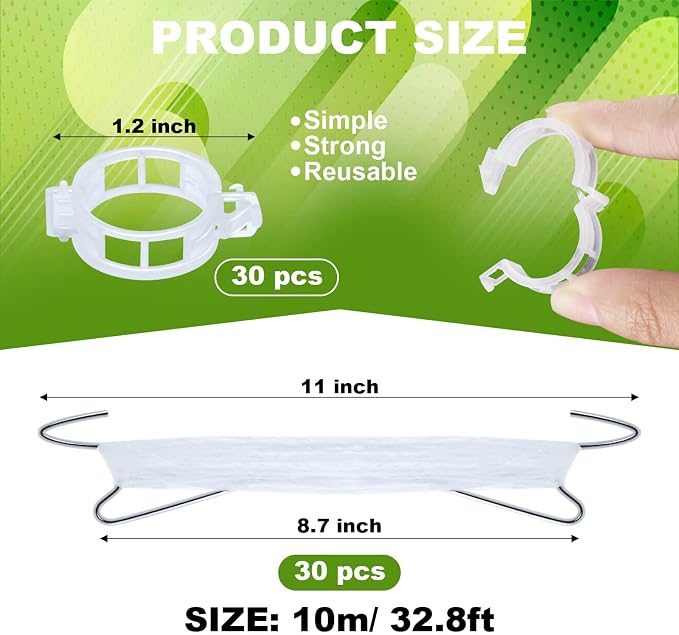 60Pcs Tomato Hooks with String, Tomato Support Hooks, Tomato Holder Hooks & Plant Support Clips with 33.3ft Twine to Prevent Tomatoes from Pinching or Falling Off