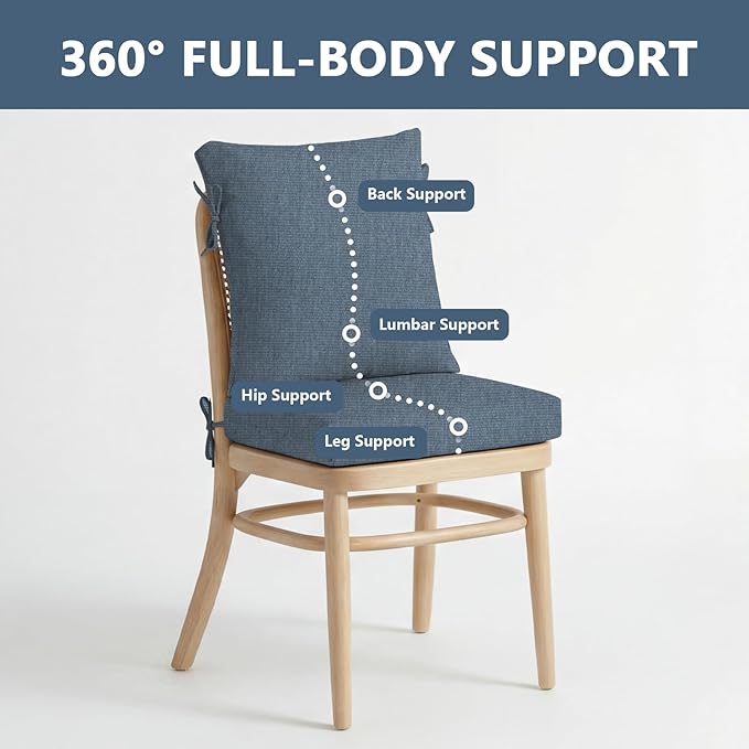 Goodgoods 20 x 42 Sunbrella Outdoor Patio Chair Cushion 2-Pack, Fade-Resistant & Water-Resistant Furniture Chair Cushions with 35D High-Resilience Foam for Dining Chairs, Spectrum Denim