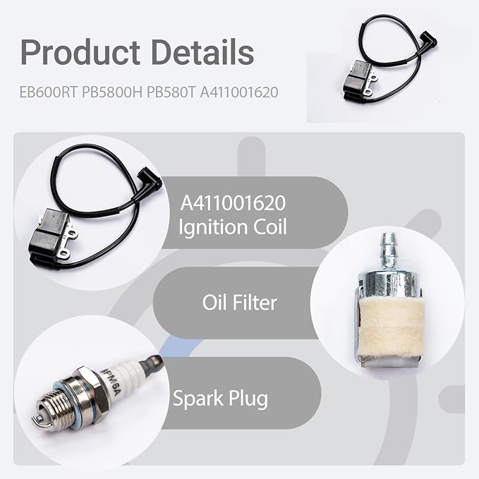 A411001620 Lgnition Coil with Spark Plug for Echo EB600RT, PB-580H PB-580T Backpack Blower Engine Module Replaces A411001621