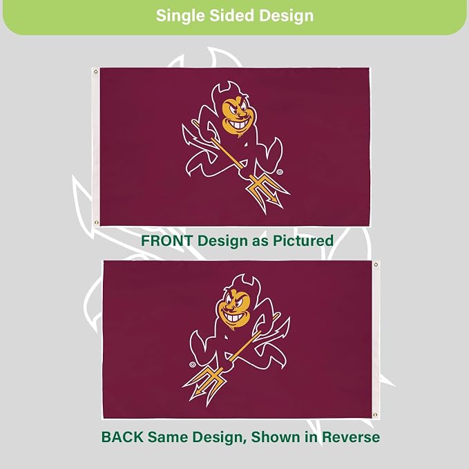 NCAA Arizona State University Flag with Grommets, 3'x5' ASU Sun Devils Outdoor College Flags & Banners for Home Garden Patio Indoor Dorm Wall Décor