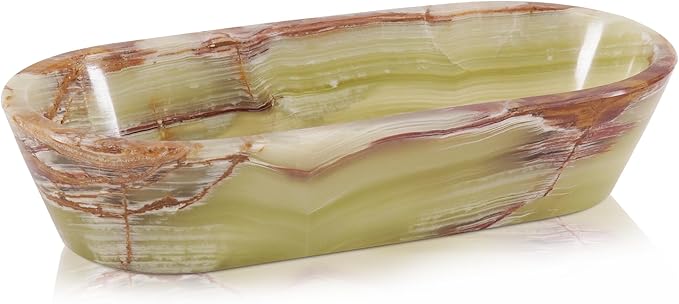 Radicaln Marble Dough Bowl 10" Inches Green Onyx Handmade Decorative Bowl For Home Décor, Ideal Marble Bowl For Keys Entryway Table, Modern Candy Bowl