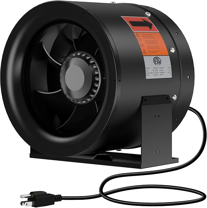 10 Inch Inline Duct Fan,1219 CFM Inline Fan Duct Fan Constant Speed - Ventilation Exhaust Fan for Heating Cooling Booster, Grow Tents, Hydroponics, NSK/SKF Bearings, ETL Listed