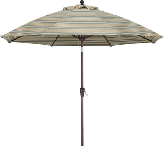 ABCCANOPY OLEFIN® 5-Year No Fading 9FT Patio Umbrella, Outdoor Table Umbrella with 8 Sturdy Ribs for Deck, Backyard, Yard (Brown Stripe)