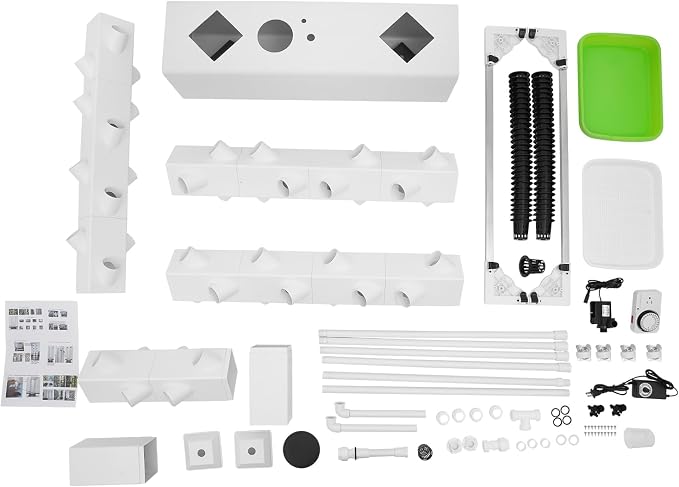 Vertical Hydroponics Growing System Kit, Indoor Growing System Planter Vertical Germination Kit Large Planting Baskets Large Water Tank Porous Design 4 Swivel Castors Automatic Watering System