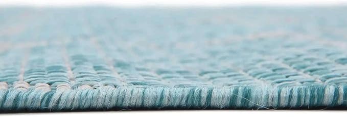 Unique Loom Outdoor Trellis Collection Area Rug - Trellis (Round 13' 0" x 13' 0", Aquamarine/ Gray)