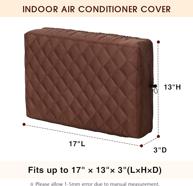 KylinLucky Indoor AC Cover for Window Unit 17 x 13 x 3 inches | Inside Air Conditioner Cover, Dust Protection, Brown
